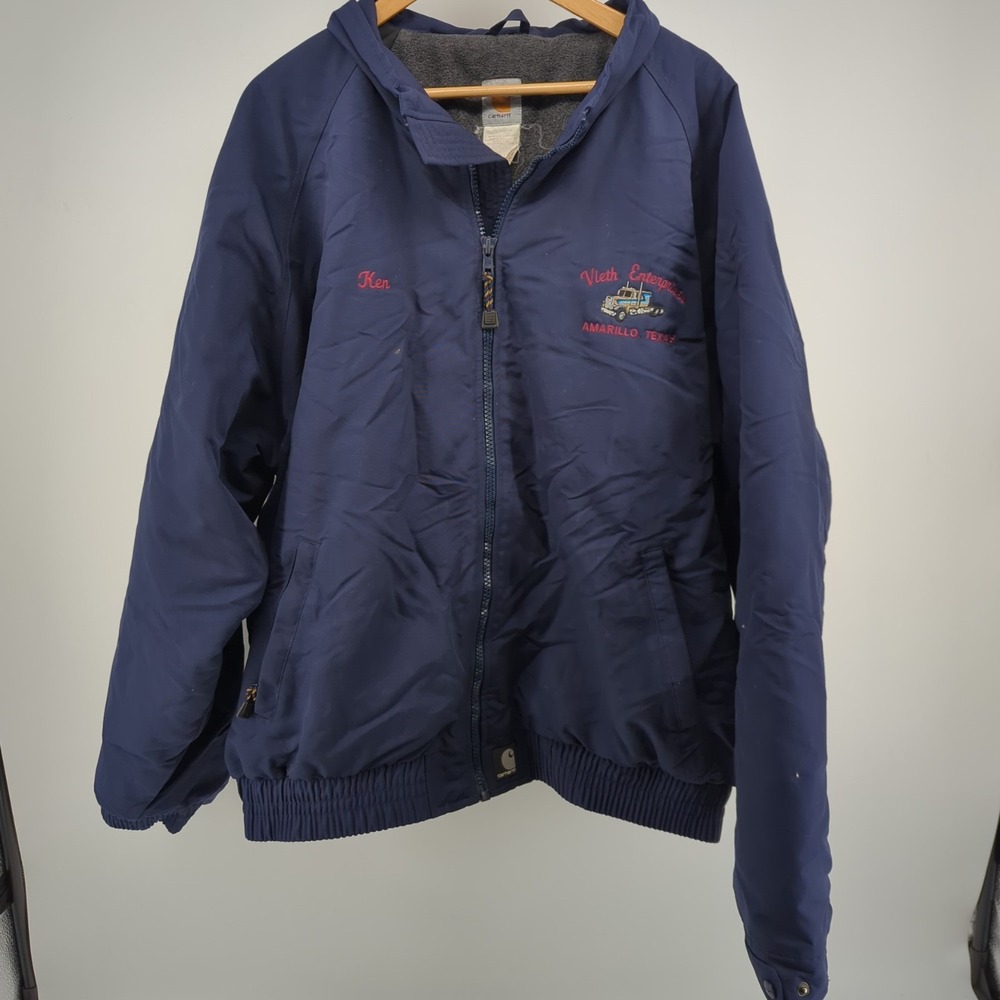 CARHARTT J72 NVY Long Sleeve Fleece Lined Full Zip Jacket 3XL‎ Navy Blue  READ